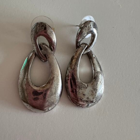 Vintage Givenchy Costume Jewelry GoldTone Braided Bar Brooch and Silver Earrings - Picture 9 of 11